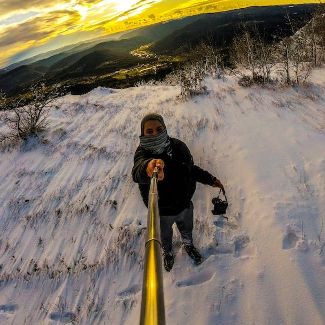 Selfie atop snowy mountain. Credit: Vanja Cerovac